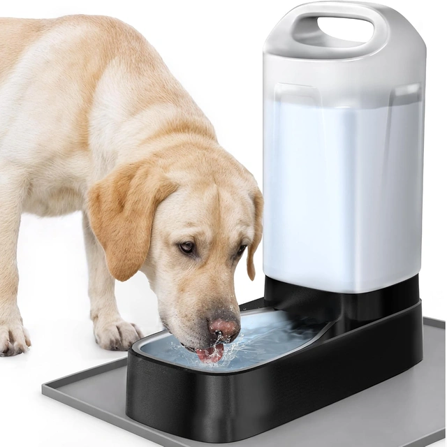 Click to view Pet Supplies: PETNF 2.4 Gallon Dog Water Bowl Dispenser with Silicone Mat