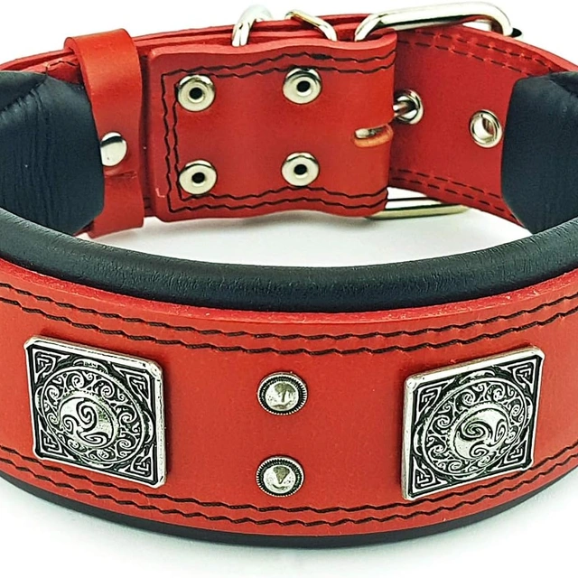 Click to view Bestia Eros Collar Red for Big Dogs, 2.5 Inch Wide, Soft Padded, Size XXL