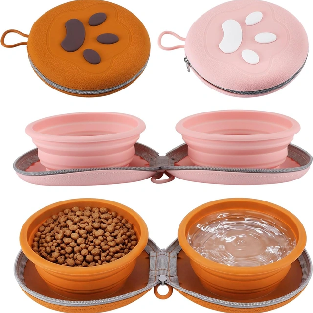 Click to view Sawysine 2 Pcs Collapsible Dog Bowls, Portable Pet Travel Food and Water Bowls
