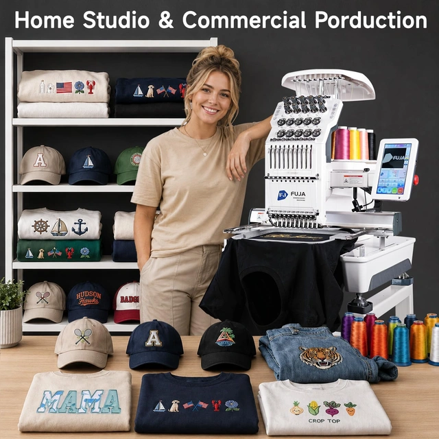 Click to view Fuja 10 Needle Commercial Embroidery Machine for Hats and Small Business