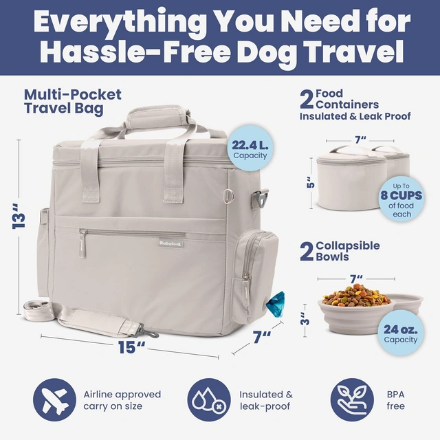Click to view Dog Travel Bag and Water Bottle Bundle for Camping and Road Trips