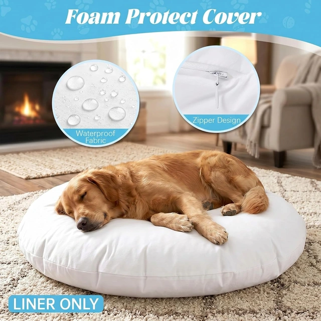 Click to view ## Chicplaid 4 Pack Waterproof Dog Bed Liner, Round, 36 x 36 x 4.7 Inch