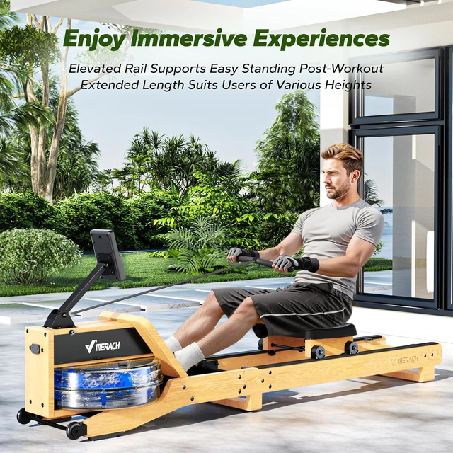 Click to view Merach Water Rowing Machine for Home with Resistance Blades and Bluetooth App