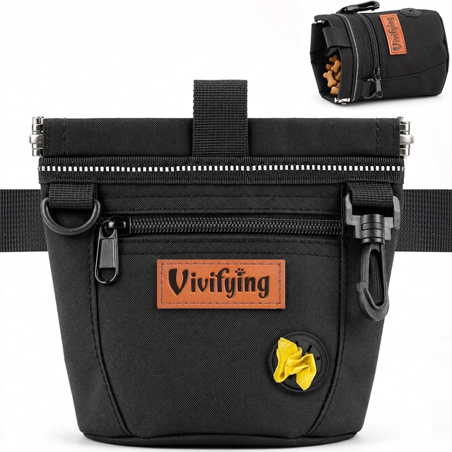 Click to view Vivifying Dog Treat Pouch with Fixed Clip Opening 14oz Training Treat Bag