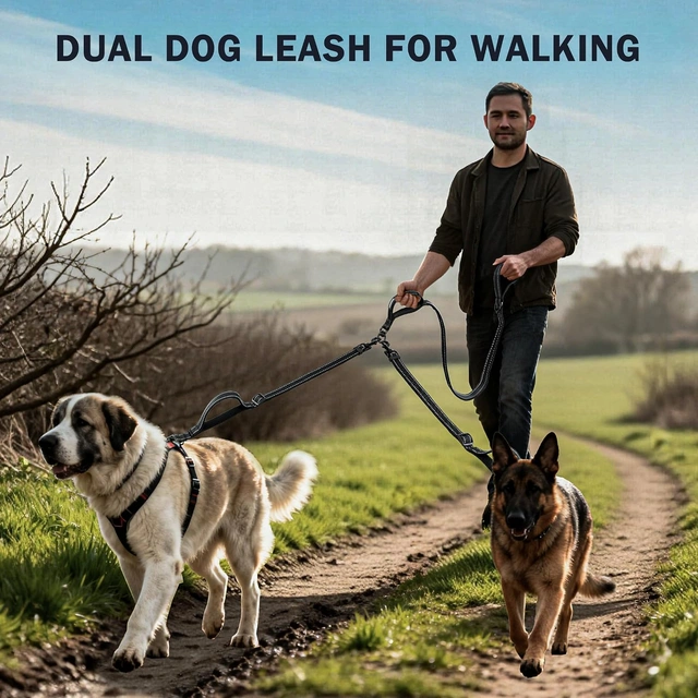 Click to view ## Uppetly Double Dog Leash for 2 Dogs, No-Tangle Dual Leashes, Large, Black
