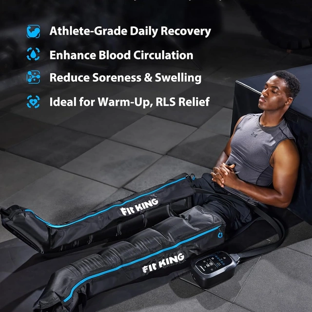 Click to view ## FIT KING Pro Leg Massager Athlete Compression Recovery Boots Cordless M