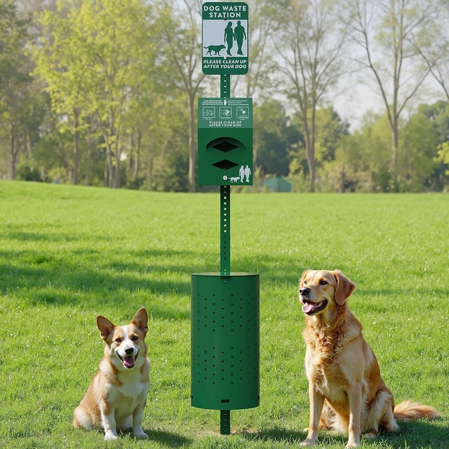 Click to view ## Metateel Dog Waste Station with 10-Gallon Capacity and Bag Dispenser