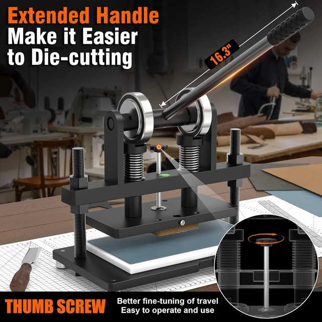Click to view SporGain Leather Cutting Machine Hand Press Die Cutter for Crafts