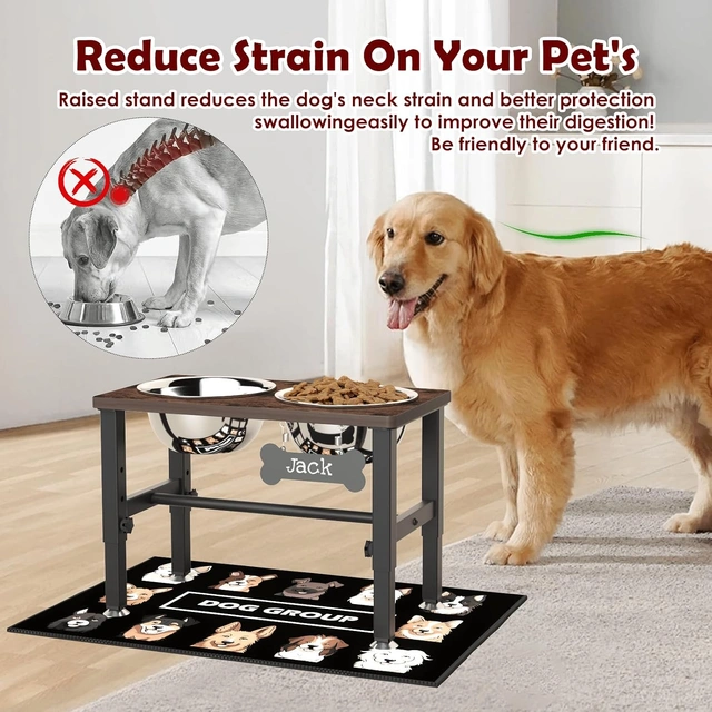 Click to view Pet Supplies: SHAINFUN Elevated Dog Bowls with Slow Feeder and Mat for Medium and Large Dogs