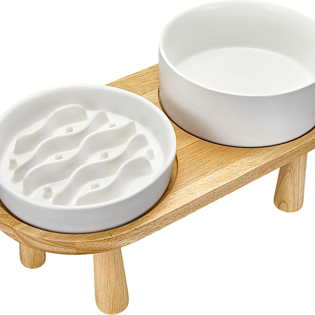 Click to view Ceramic Slow Feeder and Water Bowl Set for Medium and Large Dogs