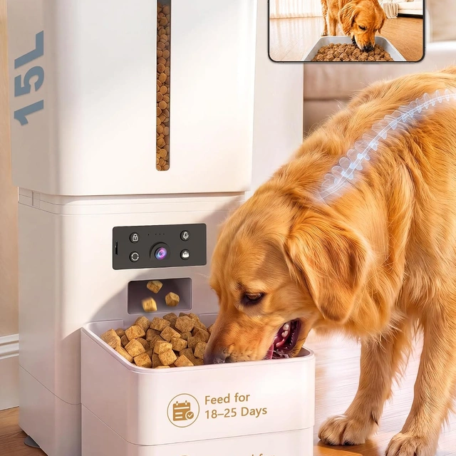 Click to view Pet Supplies: 15L Automatic Dog Feeder with HD Camera and WiFi by Yakry