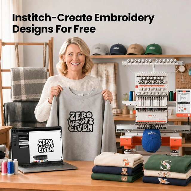 Click to view Poolin EOX 15-Needle 20 x 14 Large Embroidery Machine with InStitch Software