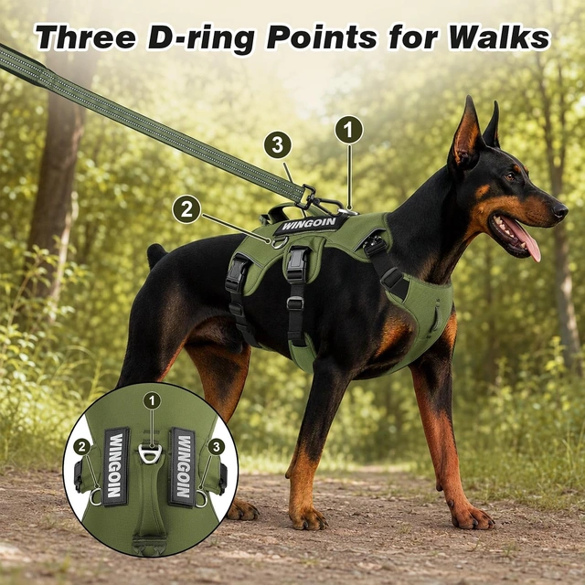 Click to view WINGOIN Escape Proof Dog Harness No Pull for Large Dogs with Handle