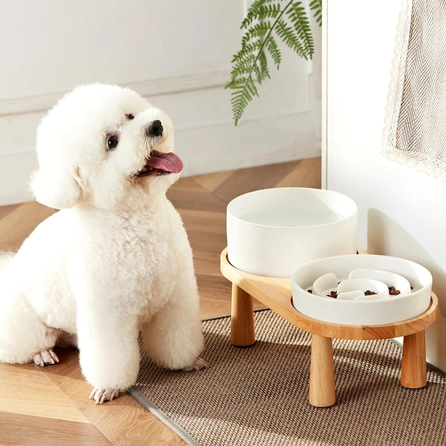 Click to view MOPANG Ceramic Slow Feeder and Water Bowl Set for Medium and Large Dogs